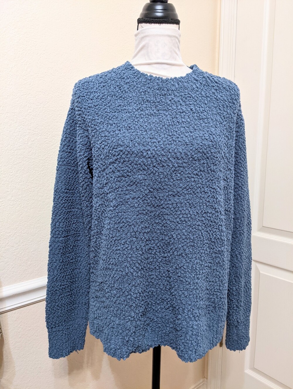 Style & Co Pullover Sweater Blue Crew Neck Textured Long Sleeve Size Large